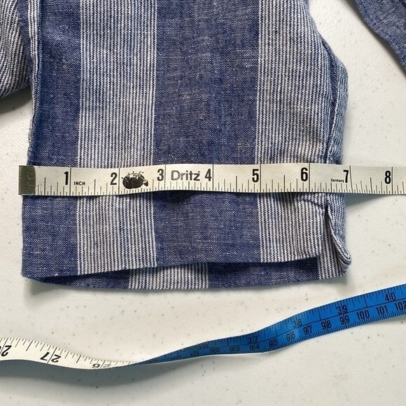 Beachlunchlounge Giavanna Stripe Linen Paper-Bag Tie Waist Pant Pull On Coastal - Picture 15 of 16